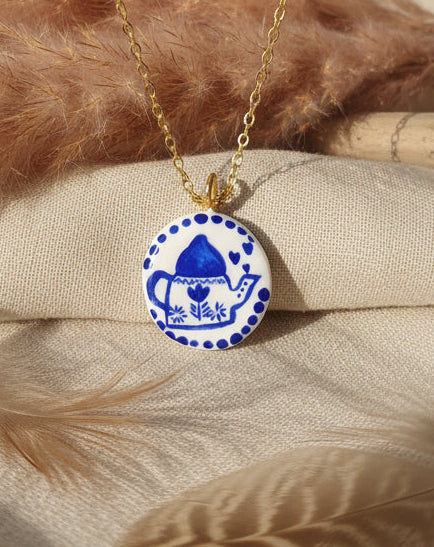 Pendentif théière bleue Talis&co
