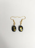 Boucles d’oreilles noirs chic bohème baroque or