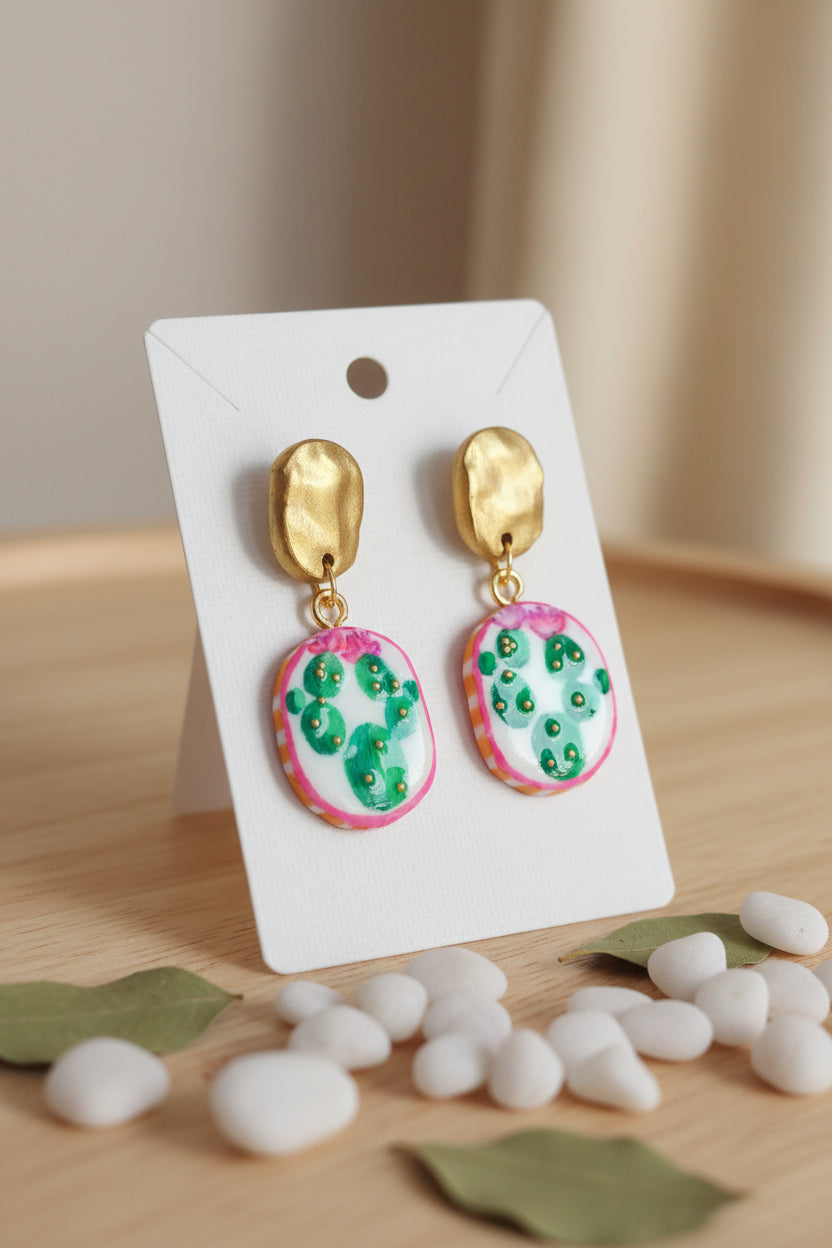 Boucles d'Oreilles Désert - Cactus | Argile polymère