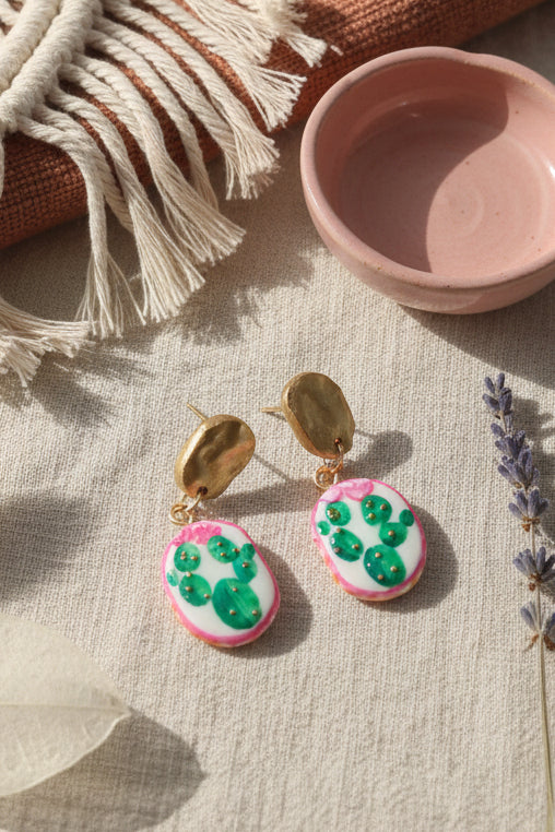Boucles d'Oreilles Désert - Cactus | Argile polymère