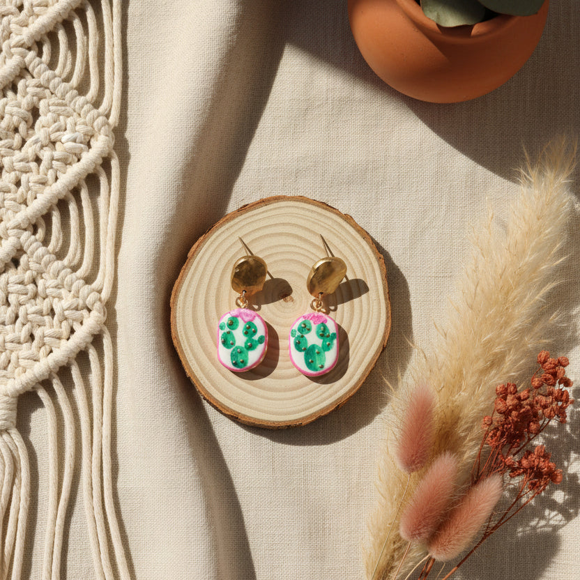 Boucles d'Oreilles Désert - Cactus | Argile polymère