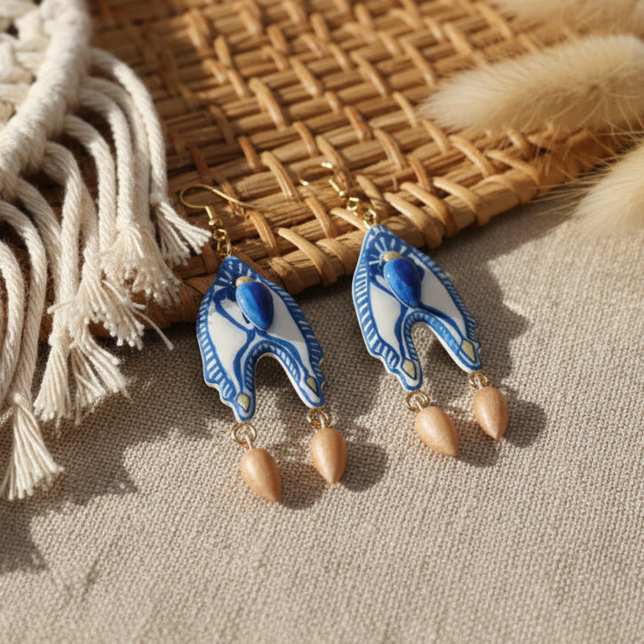 Boucles d'oreilles artisanales - Argile Polymère et Résine Époxy - Fait Main