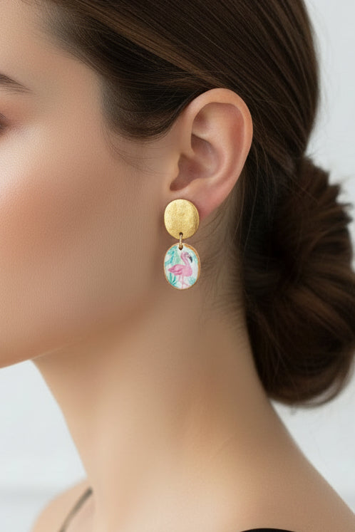 Boucles d'Oreilles Tropicana - Flamand Rose | Argile polymère