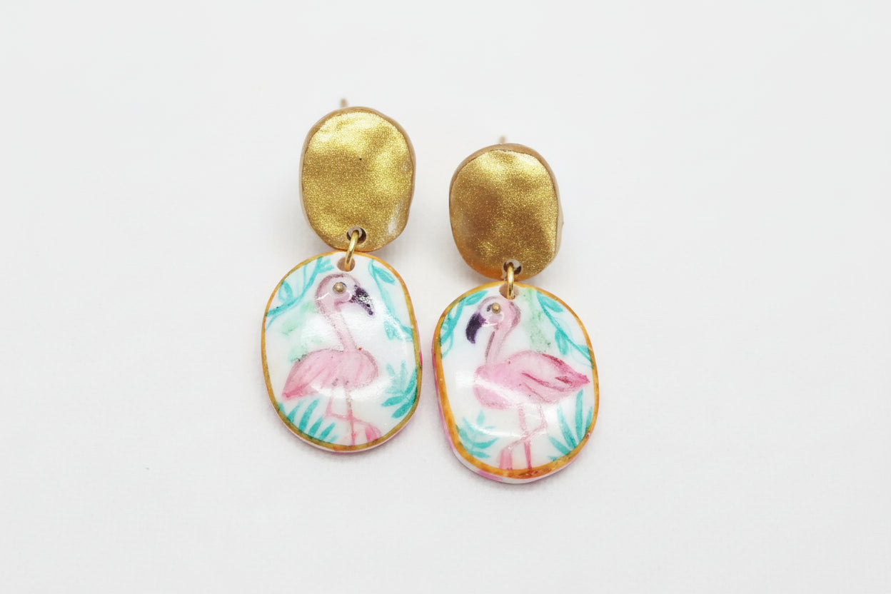 Boucles d'Oreilles Tropicana - Flamand Rose | Argile polymère