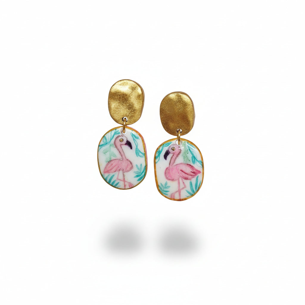 Boucles d'Oreilles Tropicana - Flamand Rose | Argile polymère