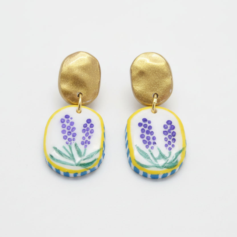 Boucles d'Oreilles Provence - Fleurs de Lavande | Argile polymère