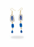 Boucles d’oreilles bleues chic bohème baroque or