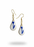 Boucles d'Oreilles Goutte "Tulipe Delft" – Bijou Floral Bleu et Blanc - undefined