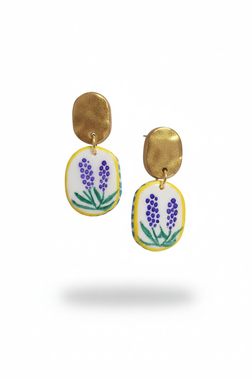 Boucles d'Oreilles Provence - Fleurs de Lavande | Argile polymère