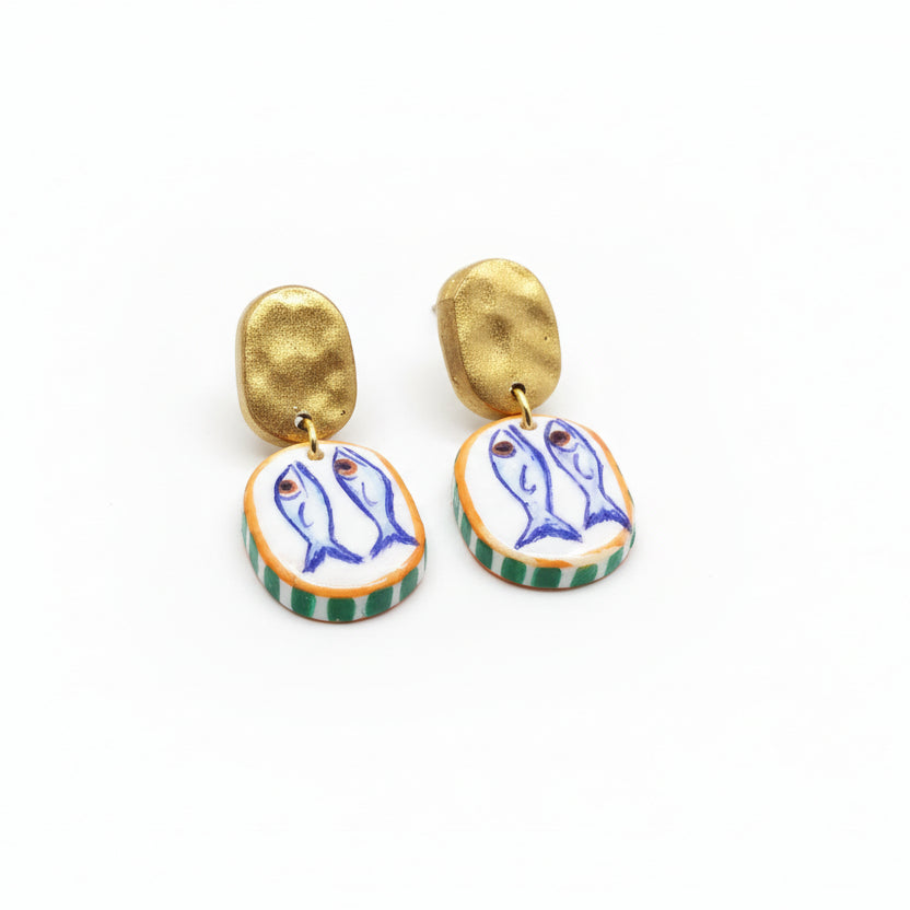Boucles d'Oreilles Marina - Sardine Style Méditerranée | Argile polymère