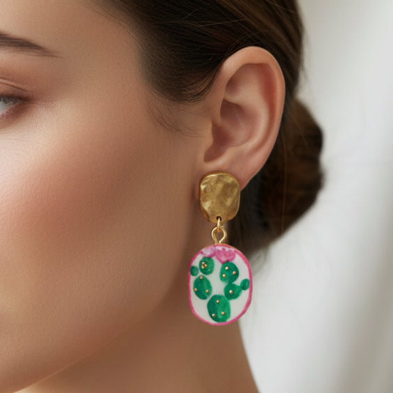 Boucles d'Oreilles Désert - Cactus | Argile polymère