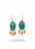 Boucles d'Oreilles Pendantes Originales Égyptiennes Turquoise et Or - Talis & co