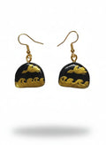 Boucles d’oreilles noirs chic bohème baroque or