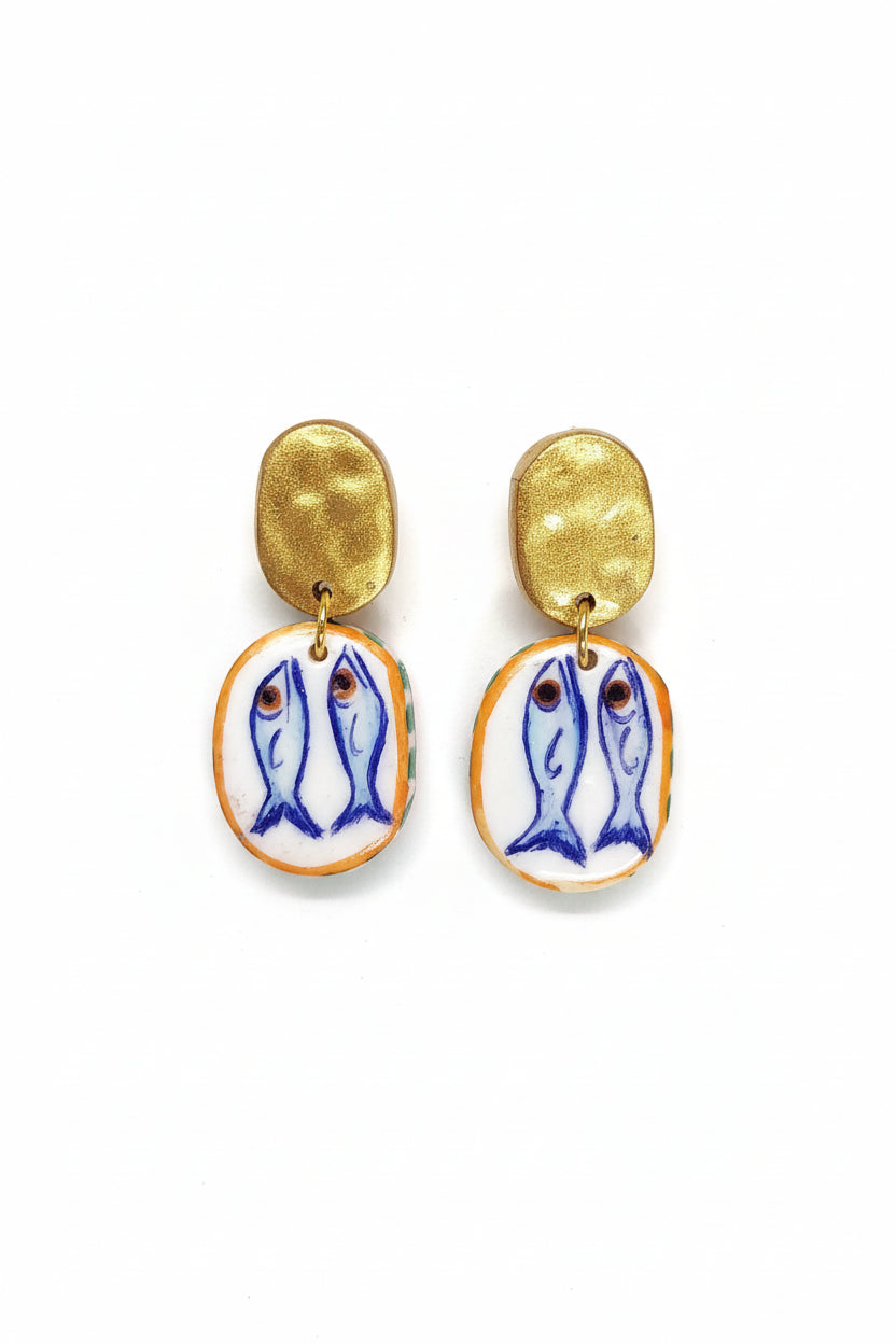 Boucles d'Oreilles Marina - Sardine Style Méditerranée | Argile polymère