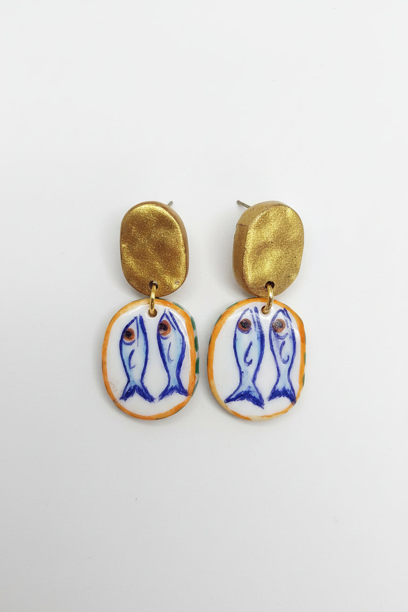 Boucles d'Oreilles Marina - Sardine Style Méditerranée | Argile polymère