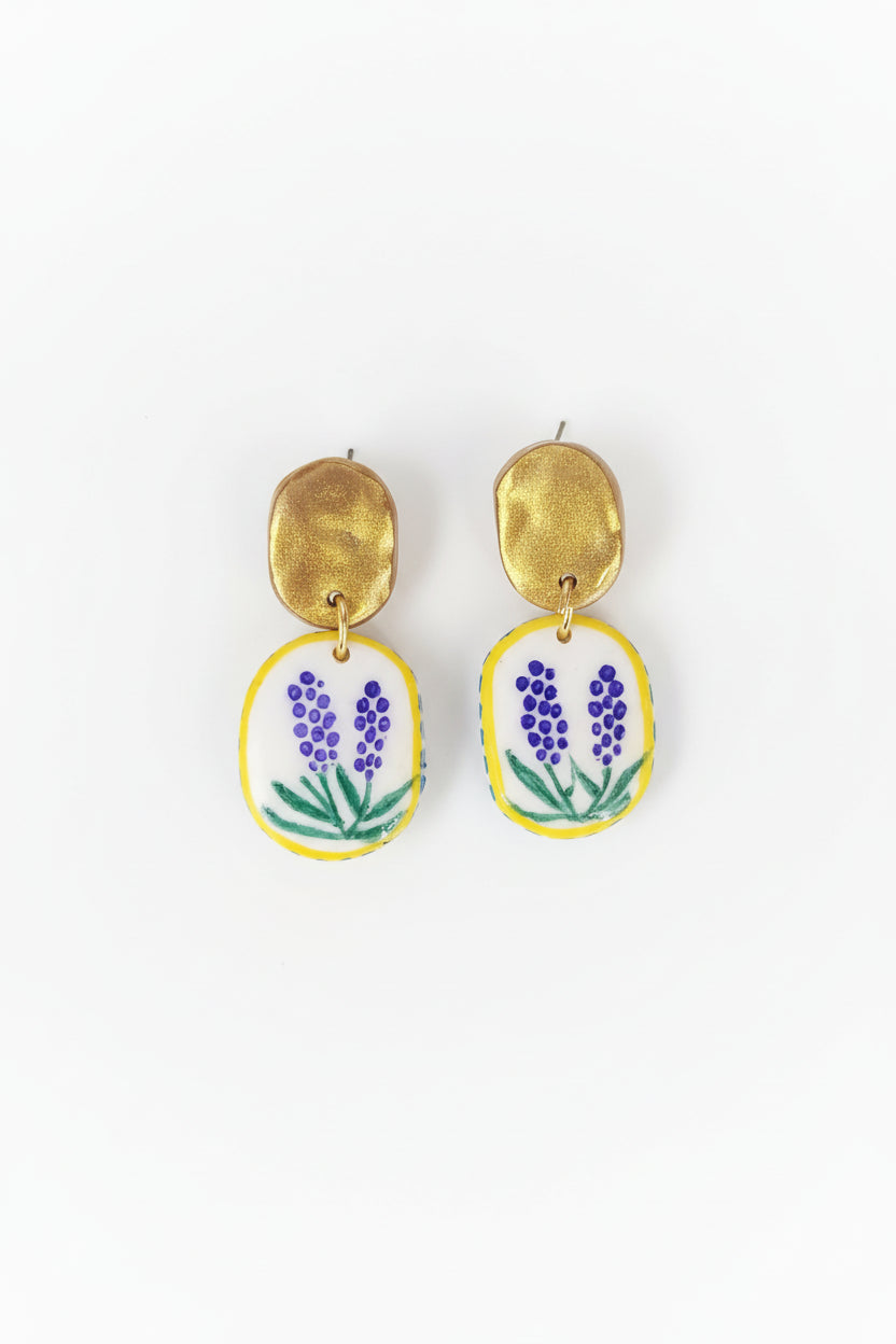 Boucles d'Oreilles Provence - Fleurs de Lavande | Argile polymère