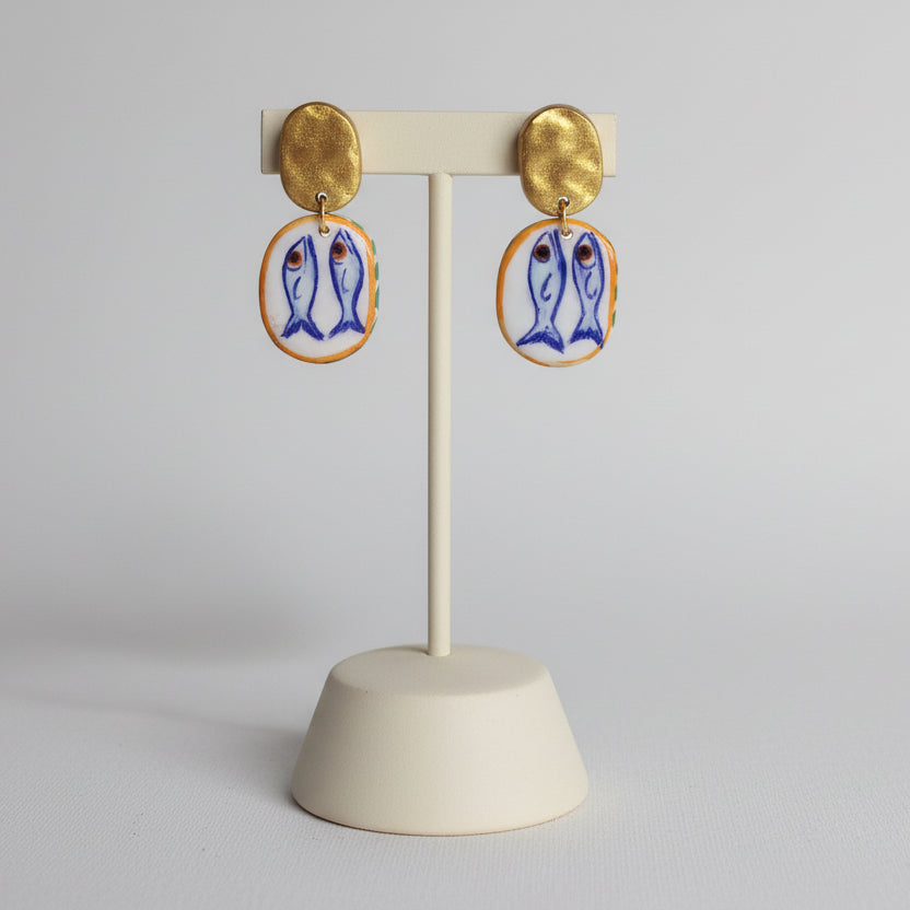Boucles d'Oreilles Marina - Sardine Style Méditerranée | Argile polymère