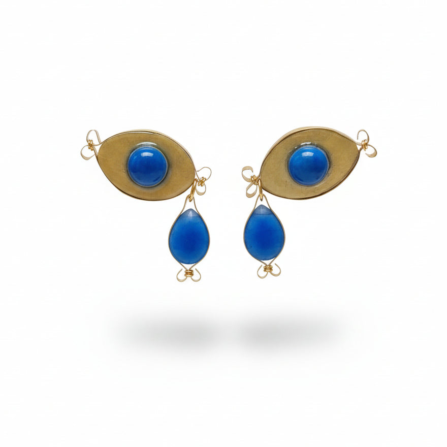 Boucles d’Oreilles Regard Mystique – Artisanat d’Art en Argile Polymère et Laiton - Talis & co