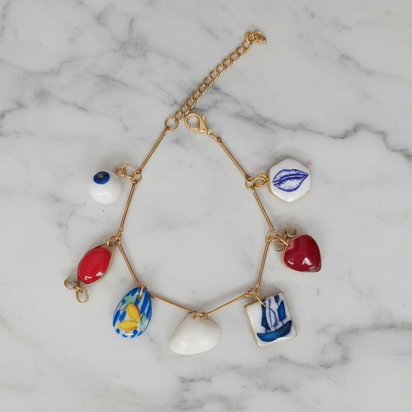 Bracelet "Escale en Méditerranée" – Chaîne Bâtonnets & Charms Émaillés