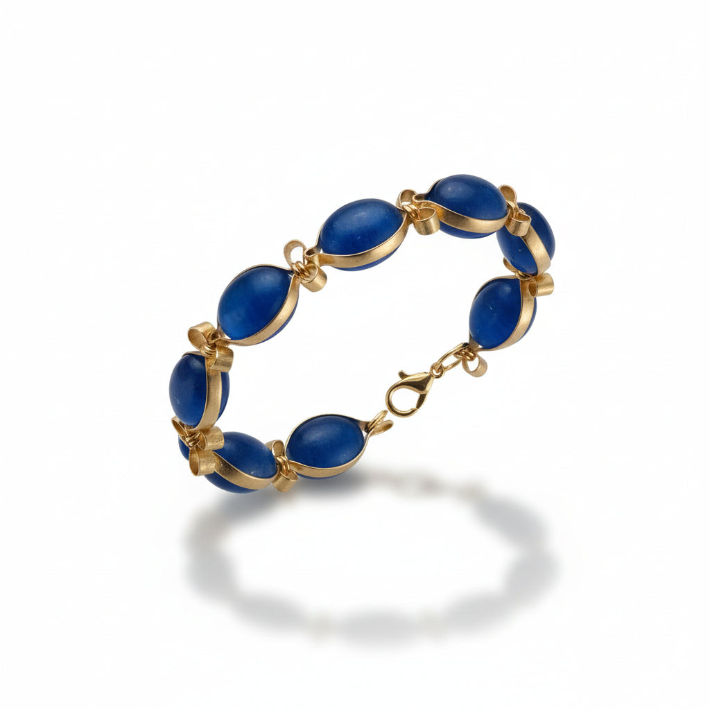 Bracelet perles Bleues acier et Laiton Doré - undefined