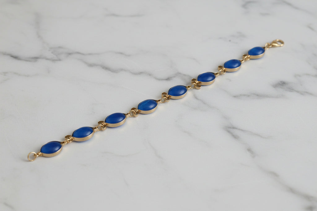 Bracelet perles Bleues acier et Laiton Doré - undefined