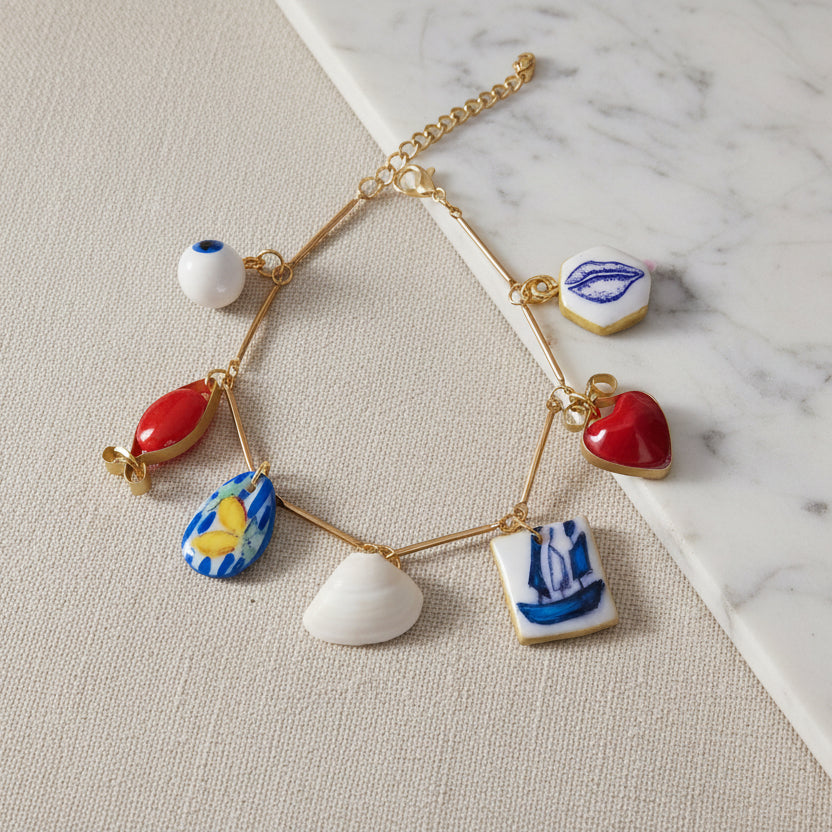 Bracelet "Escale en Méditerranée" – Chaîne Bâtonnets & Charms Émaillés