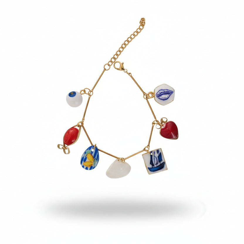 Bracelet "Escale en Méditerranée" – Chaîne Bâtonnets & Charms Émaillés