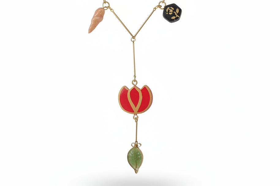 Collier "Lariat" Bohème Chic – Acier Inoxydable, Argile et Coquillages