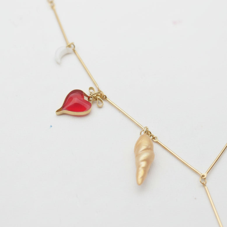 Collier "Lariat" Bohème Chic – Acier Inoxydable, Argile et Coquillages