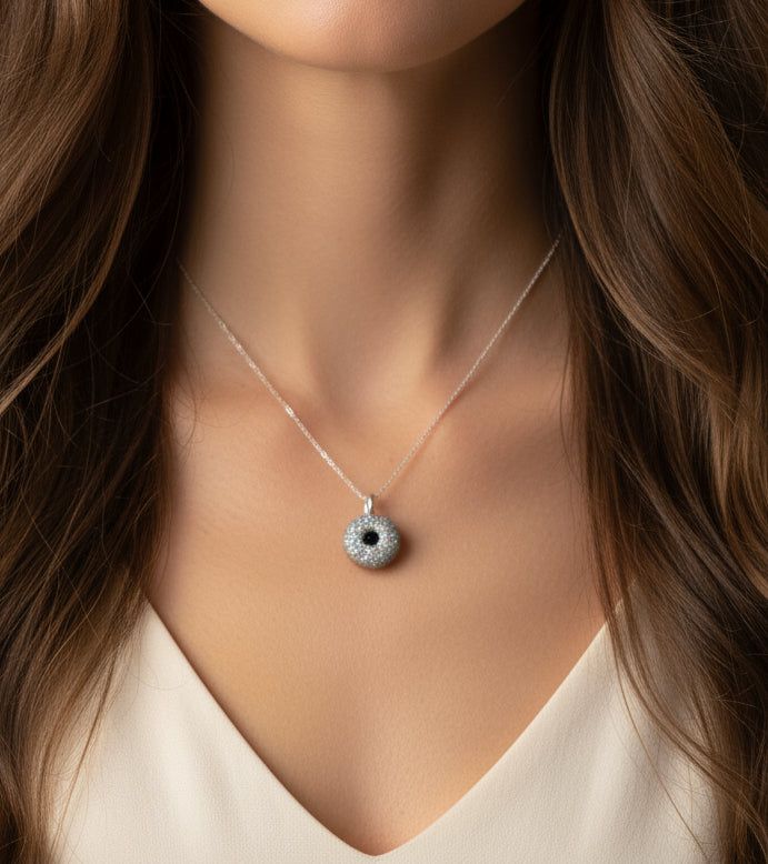 Charms donut pailleté argenté en argile