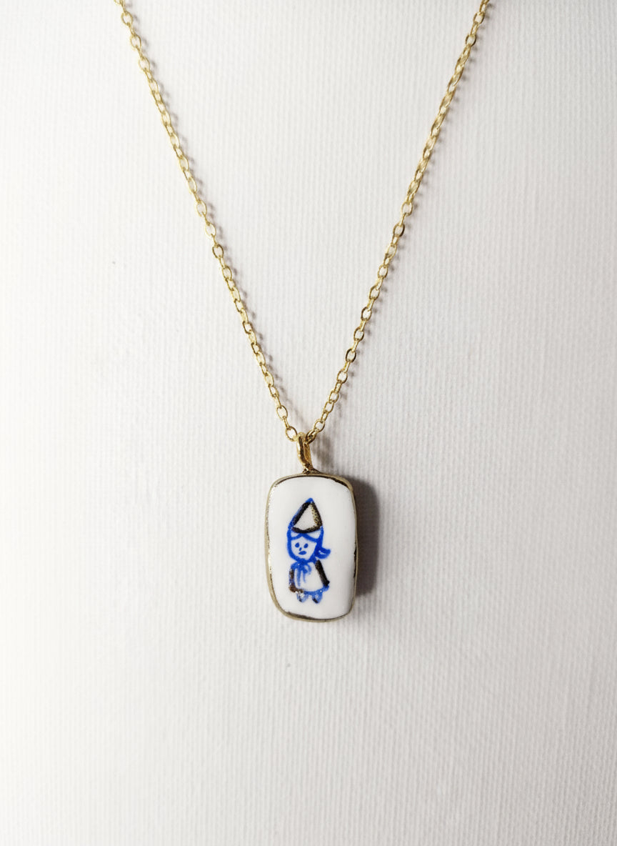 Pendentif bleu et doré fée Talis&co - Argile polymère