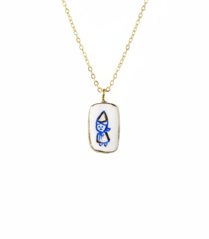 Pendentif bleu et doré fée Talis&co - Argile polymère