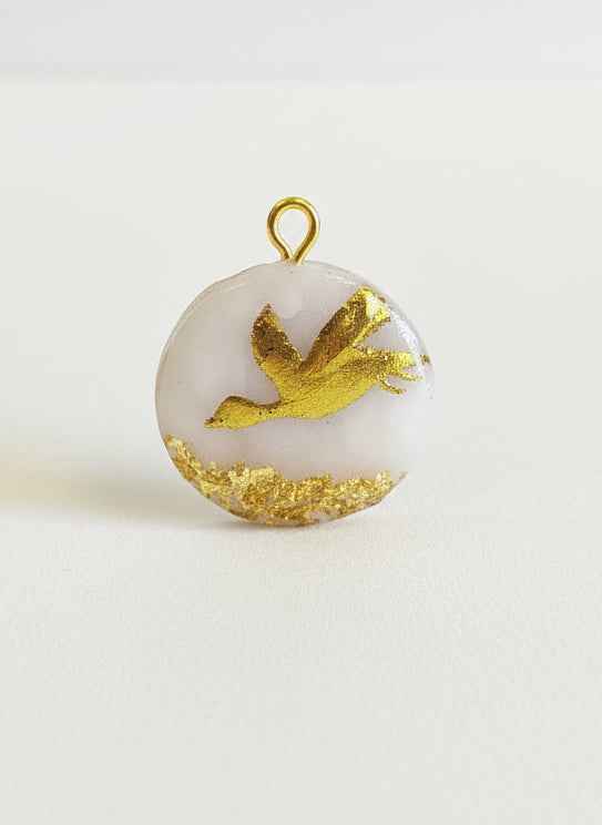 Pendentif doré colombe Talis&co - argile polymère 