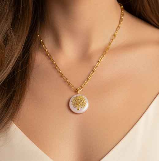 Pendentif doré arbre de vie Talis&co-argile polymère