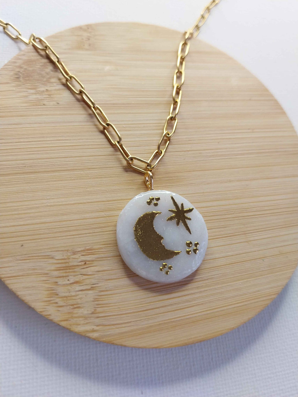 Pendentif lune et étoile doré Talis&co