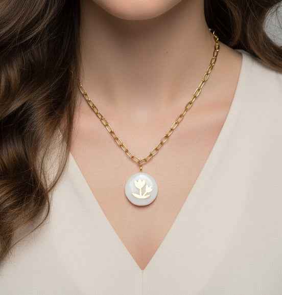 Pendentif fleurs dorées Talis&co