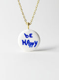 Pendentif "Be happy" bleu Talis&co