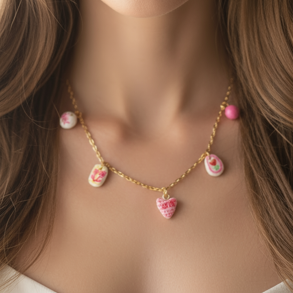 Collier à breloques roses Talis&co