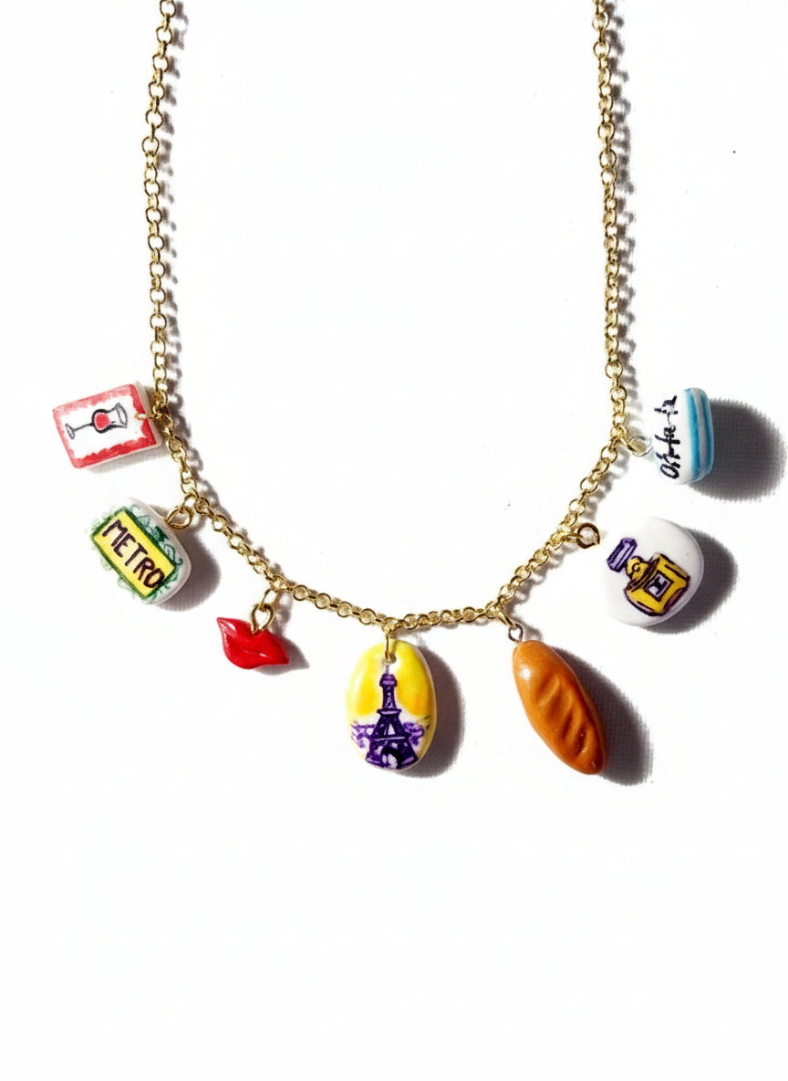 Collier à breloques inspiration voyage à PARIS Talis&co
