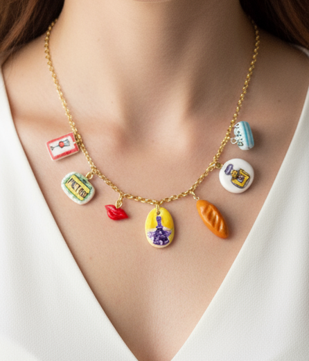 Collier à breloques inspiration voyage à PARIS Talis&co