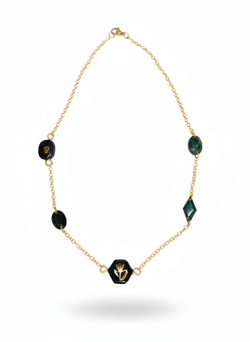 Collier bohème original chic or et noir