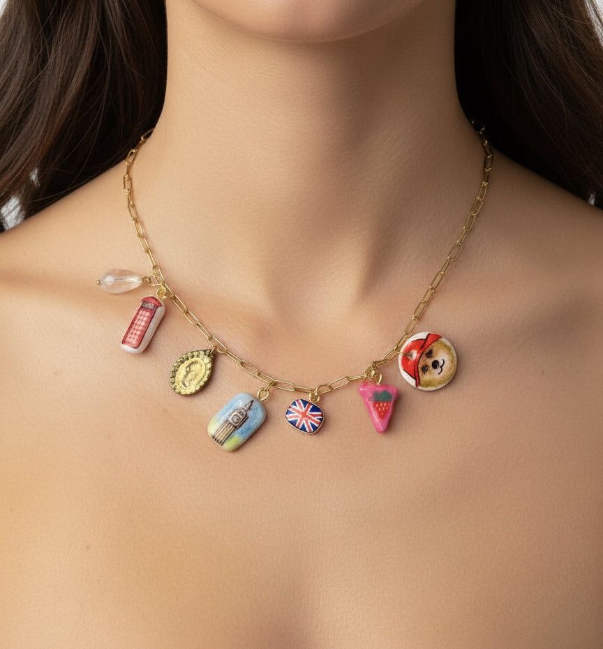 Collier à Breloques unique sur le thème de l'Angleterre