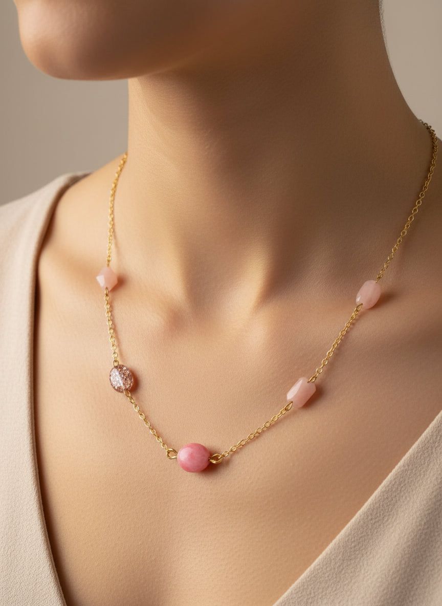 Bijou baroque chic bohème or et rose