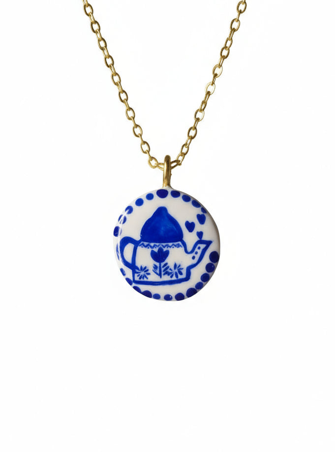 Pendentif bleu théière Talis&co | argile polymère - undefined