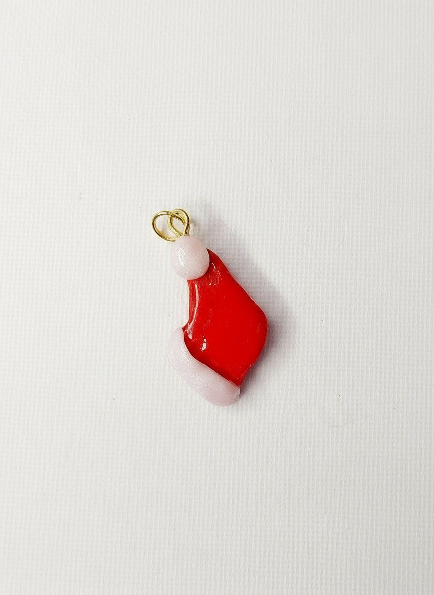 Pendentif de Noël en argile polymère rouge et blanc