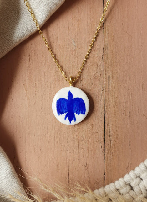 Pendentif colombe bleue Talis&co