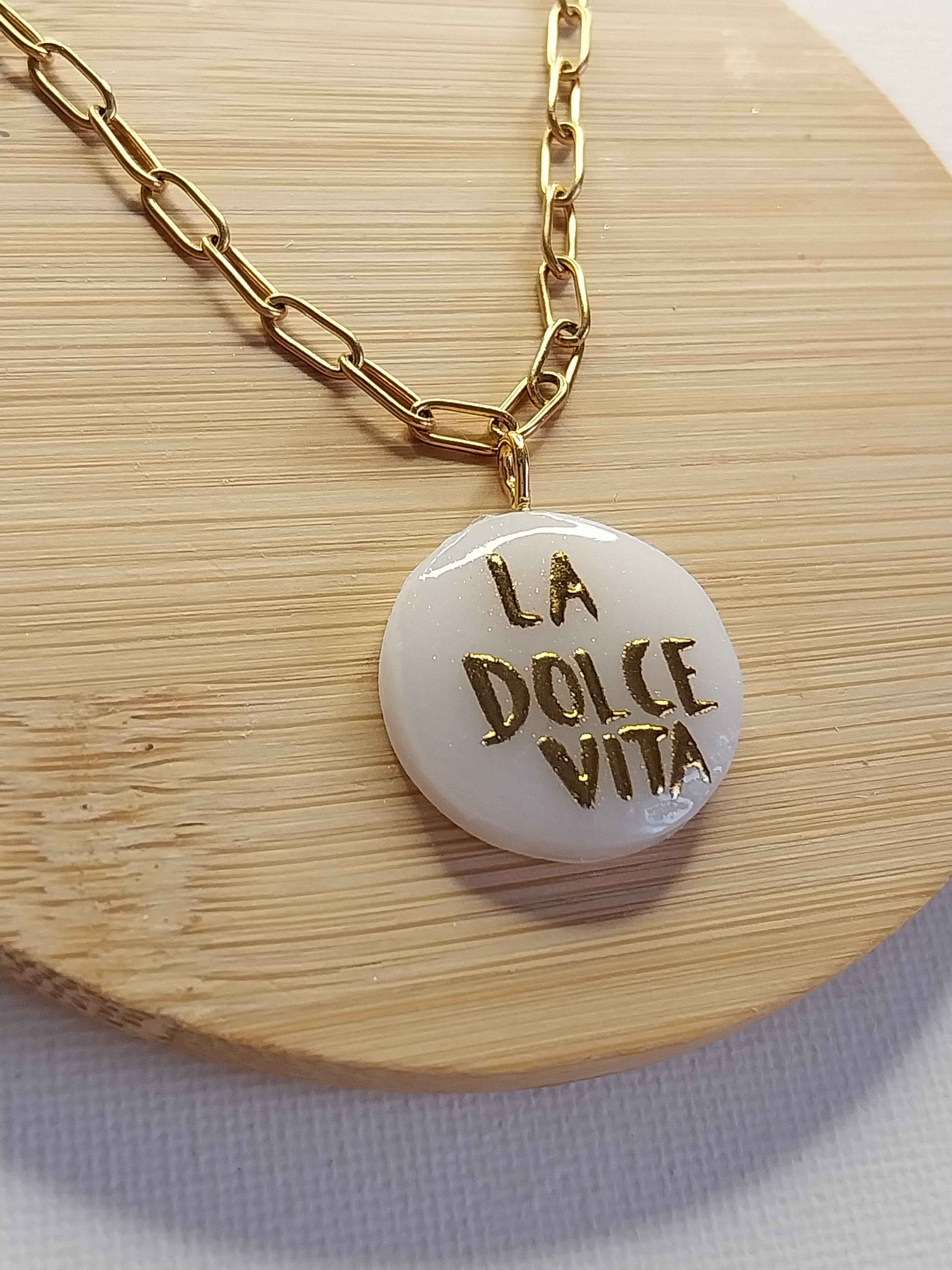 Pendentif "La Dolce Vita" doré Talis&co