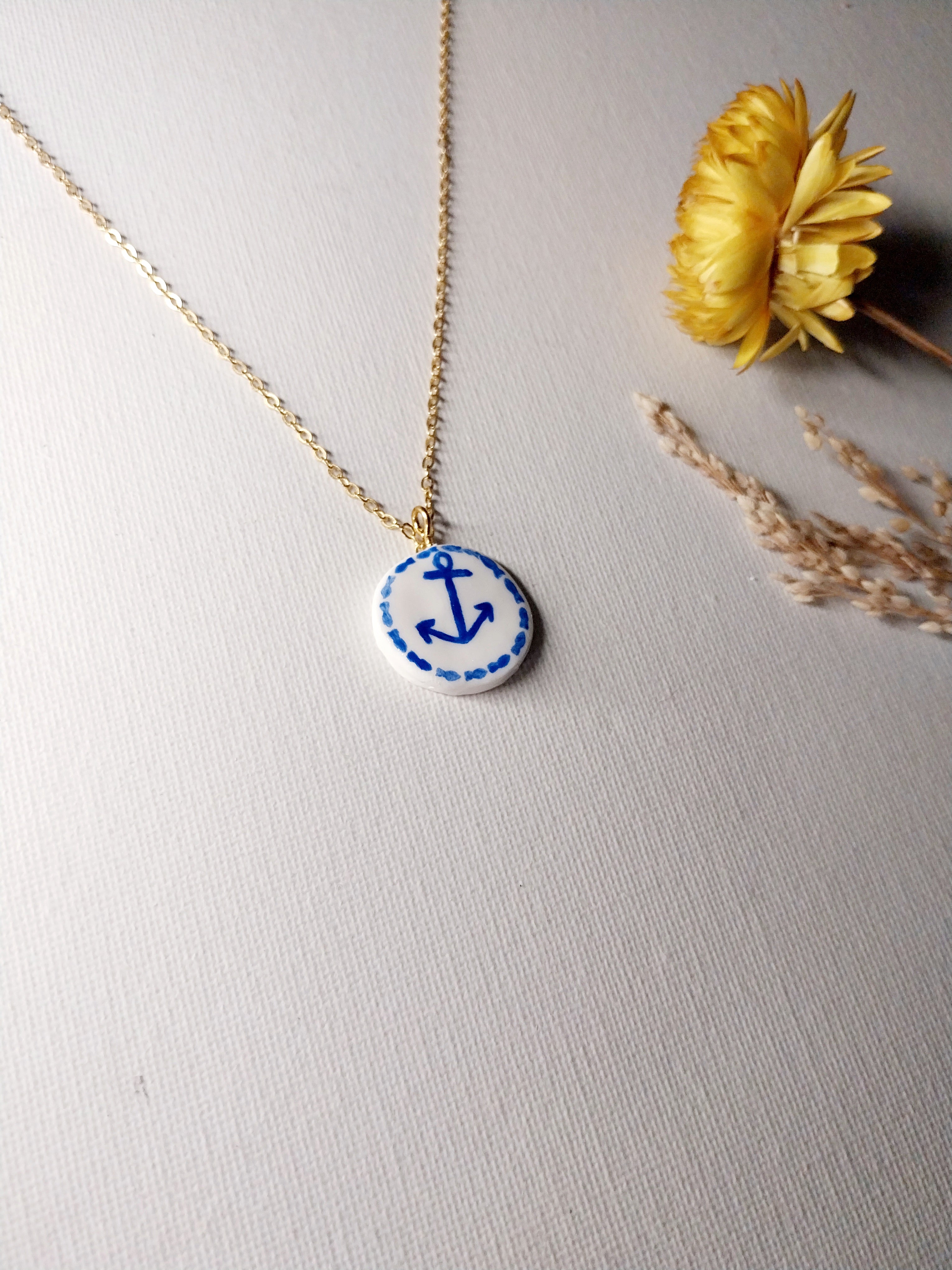 Pendentif ancre bleue Talis&co