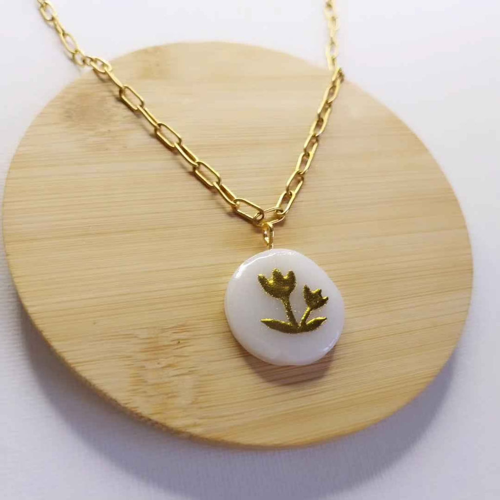 Pendentif fleurs dorées Talis&co