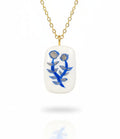 Pendentif fleur bleue et dorée Talis&co